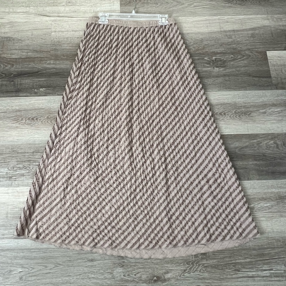 Soft Surroundings ribbon maxi skirt tan taupe khaki size medium petite